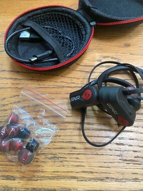 SENSO Black and Red Magnetic In-Ear Headset with Carrying Case